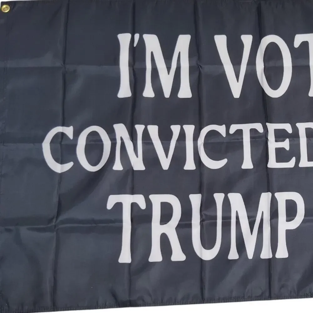 Voting Convicted Felon 2024 - Black White Text Flag 3×5 ft Poly Flag, Banner